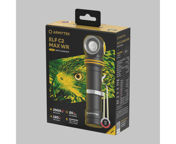 Фонарь ArmyTek Elf C2 MAX WR (Black; Холодный/Красный; 2500/200Lm; акк.21700-5000mAh)